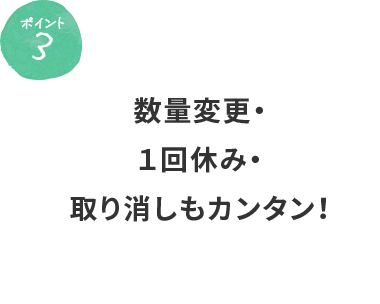 ポイント3 数量変更・１回休み・取り消しもカンタン！