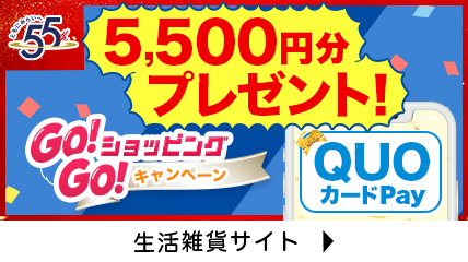 55周年 Go!Go!ショッピングキャンペーン 5,500円分QUOカードPayプレゼント