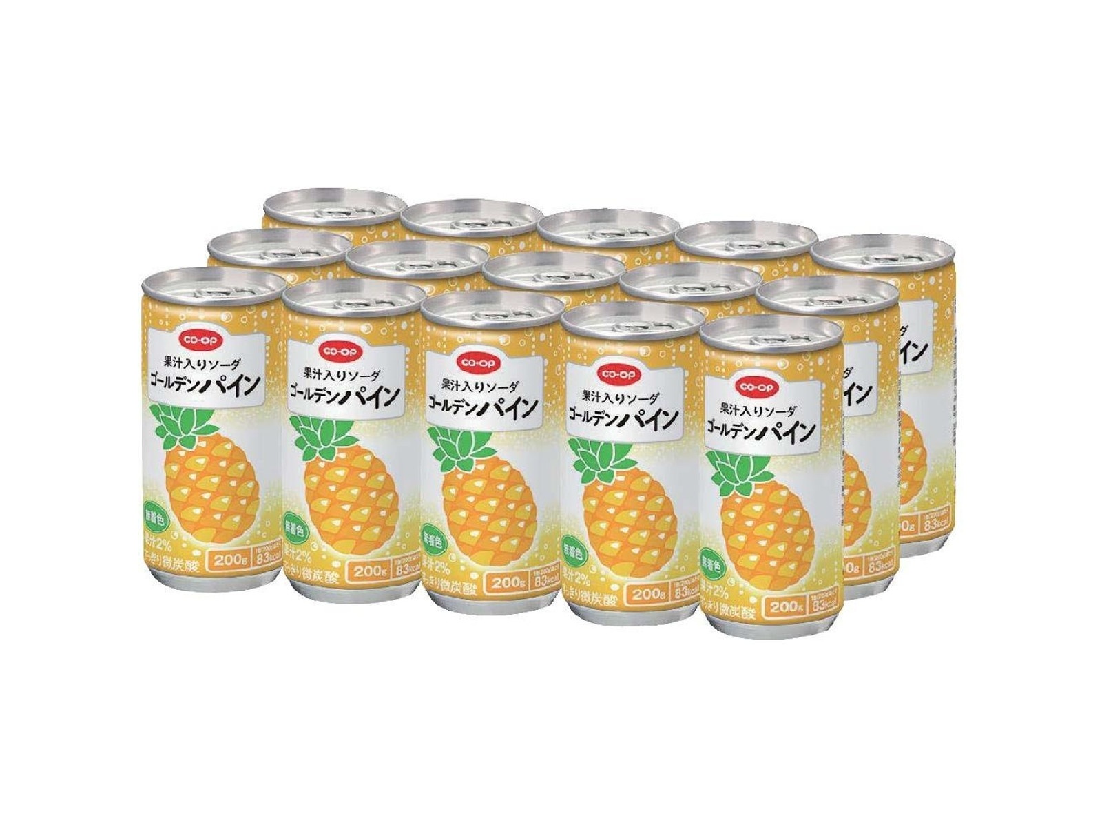 CO・OP 果汁入りソーダ ゴールデンパイン 1箱(200g×15缶入)| コープ