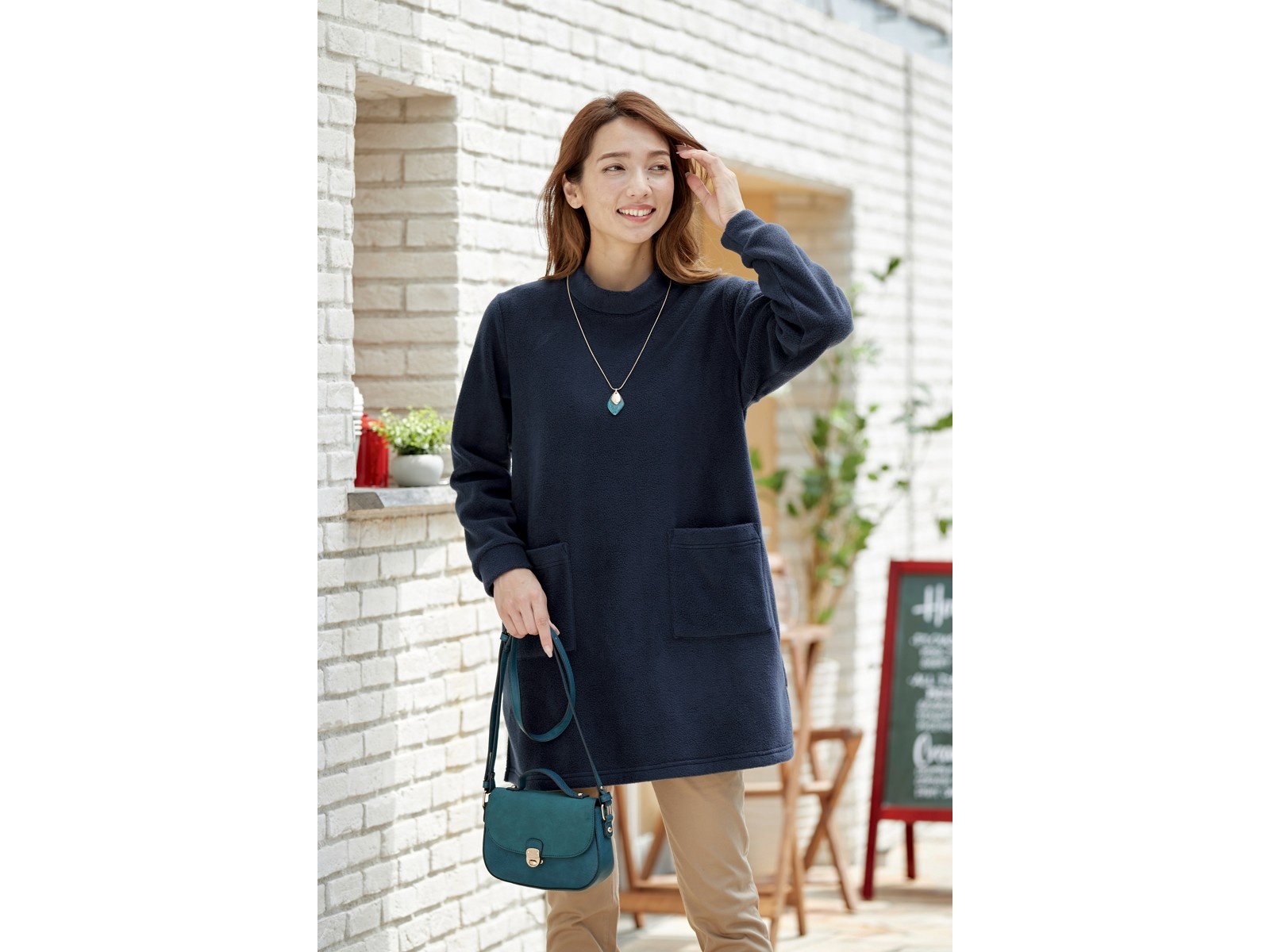 ポケ付きフリースチュニック 1枚 ネイビー LL| コープこうべネット