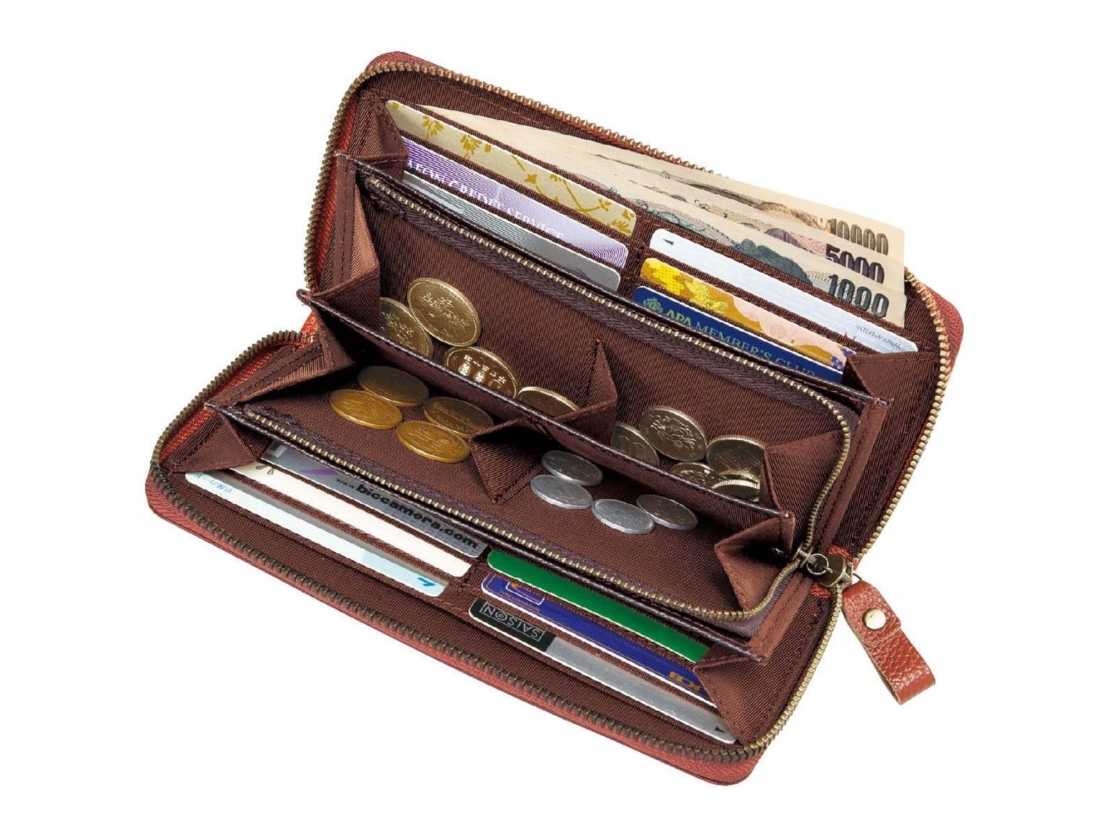 豊岡工房 コインが分けられるラウンド長財布 1コ キャメル| コープこうべネット