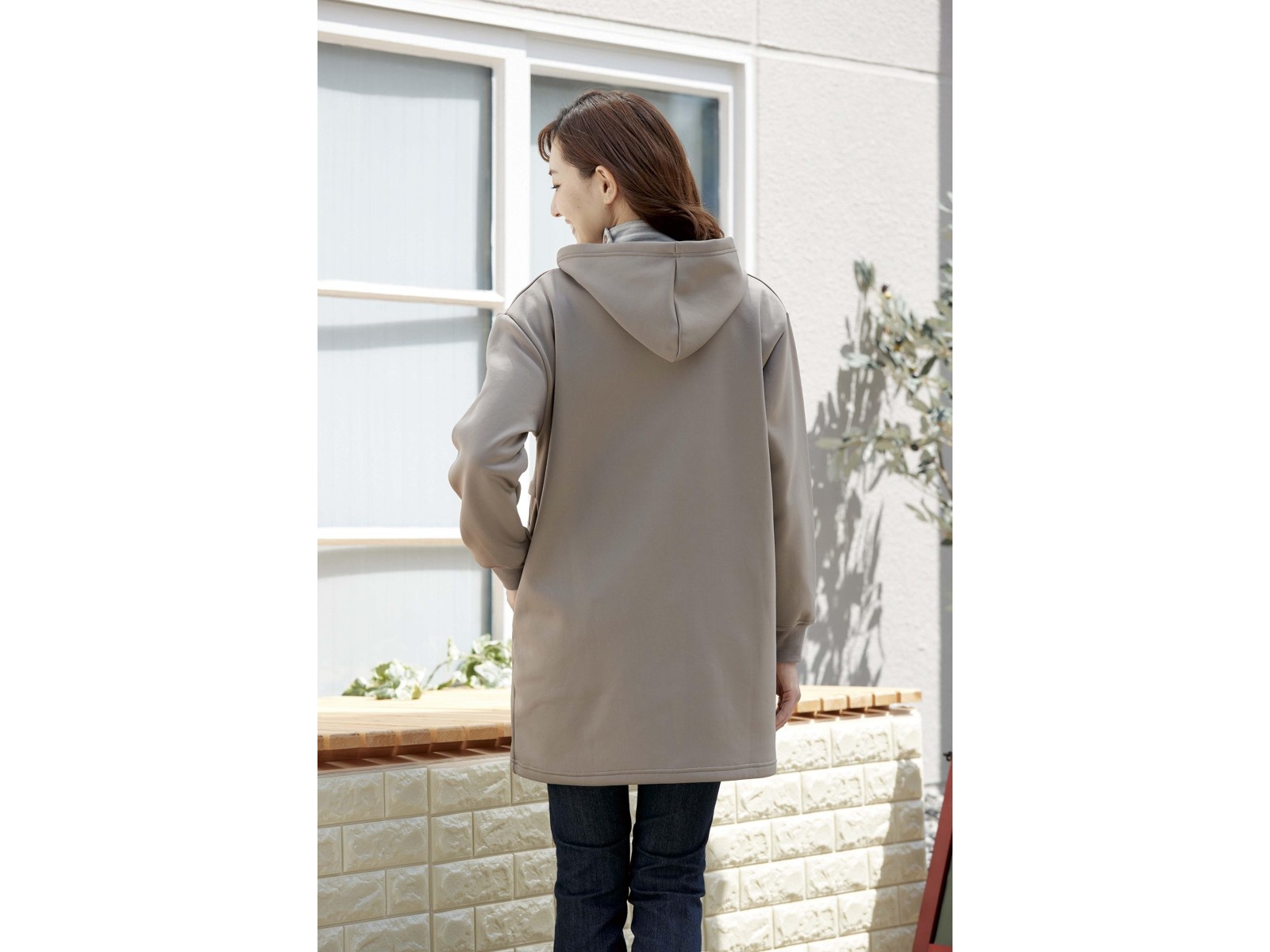 裏フリースストレッチロングパーカー 1枚 モカ L| コープこうべネット