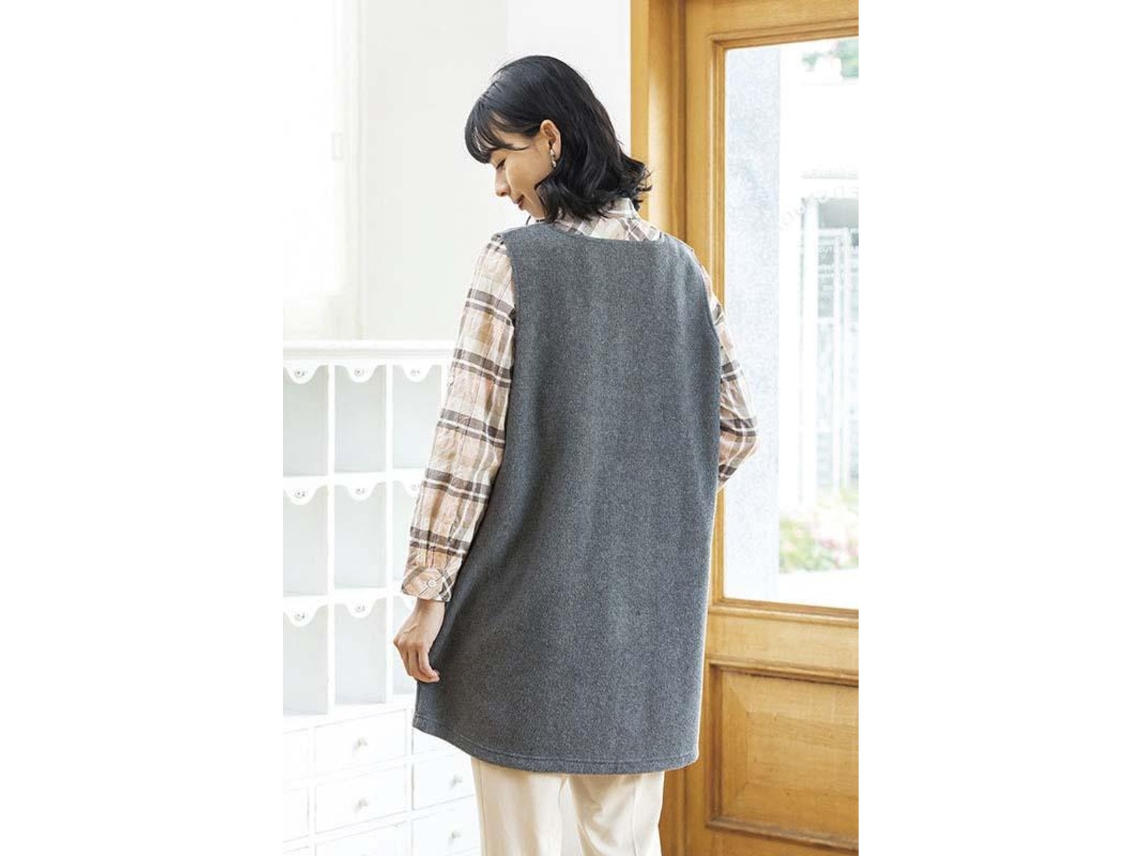 あったかフリースロング丈ベスト 1枚 杢グレー M～L| コープ