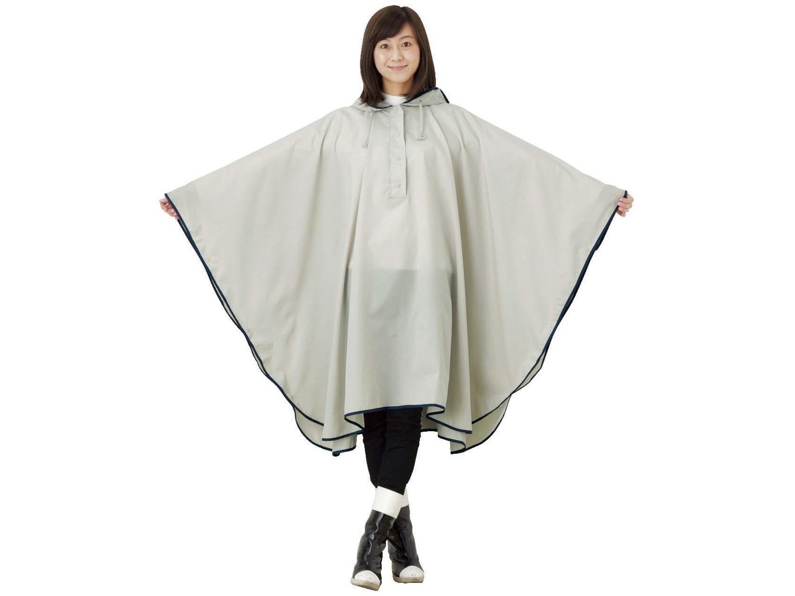 Myu ポンチョ　完売品　Myu ベージュファーパールボタンポンチョ襟元2way パールボタンポンチョコート【8a-174-01471】
