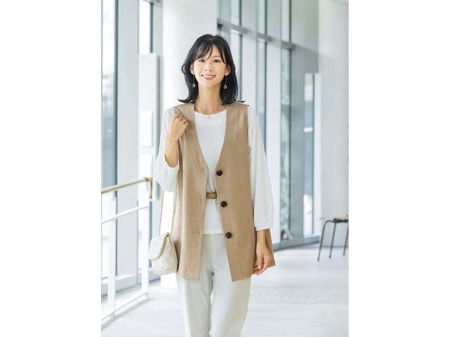 さらっとロングベスト 1枚 ベージュ M～L| コープこうべネット