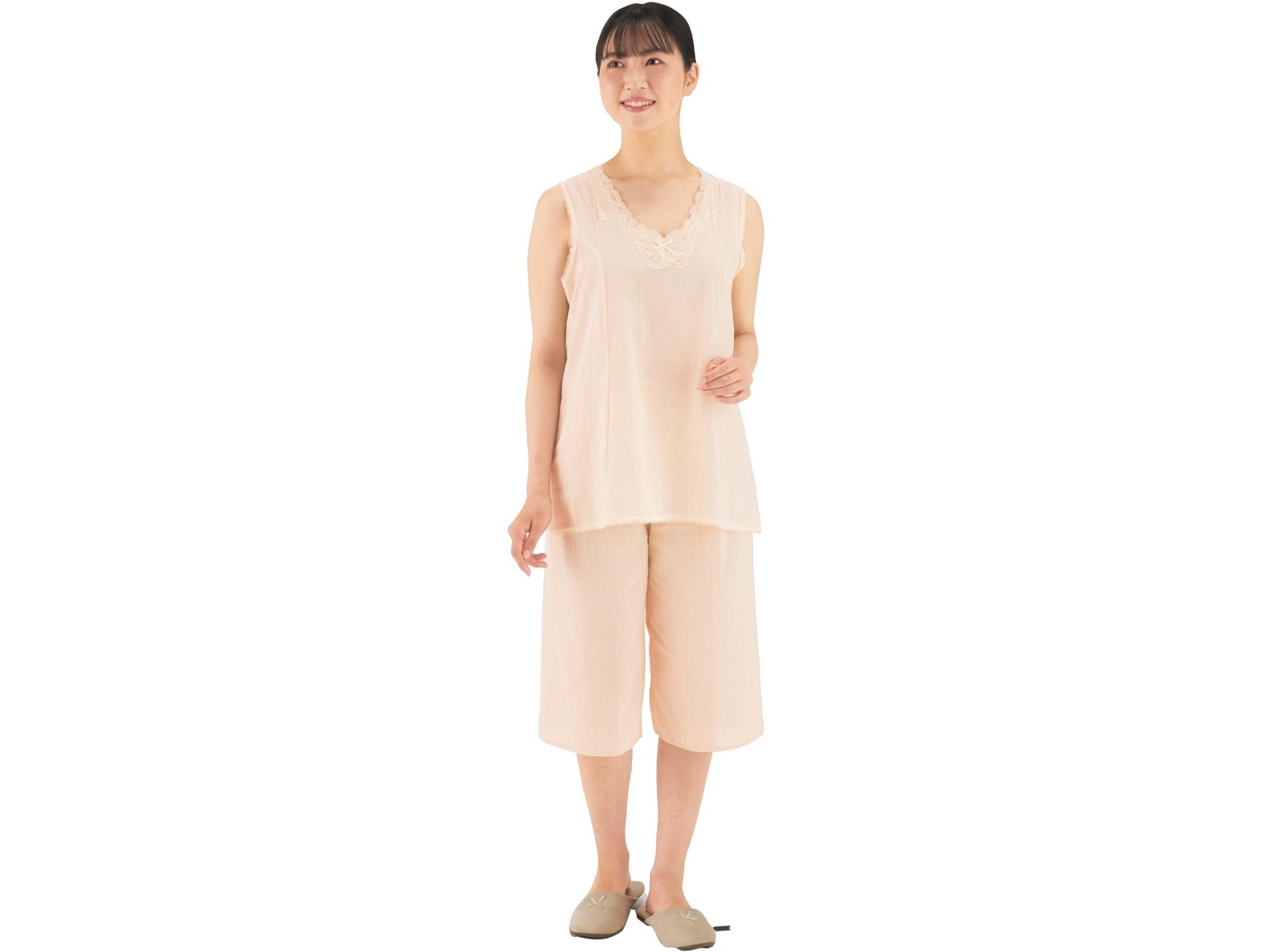 甘撚りソフトクレープ ロングパンツ 1枚 ベージュ M| コープ