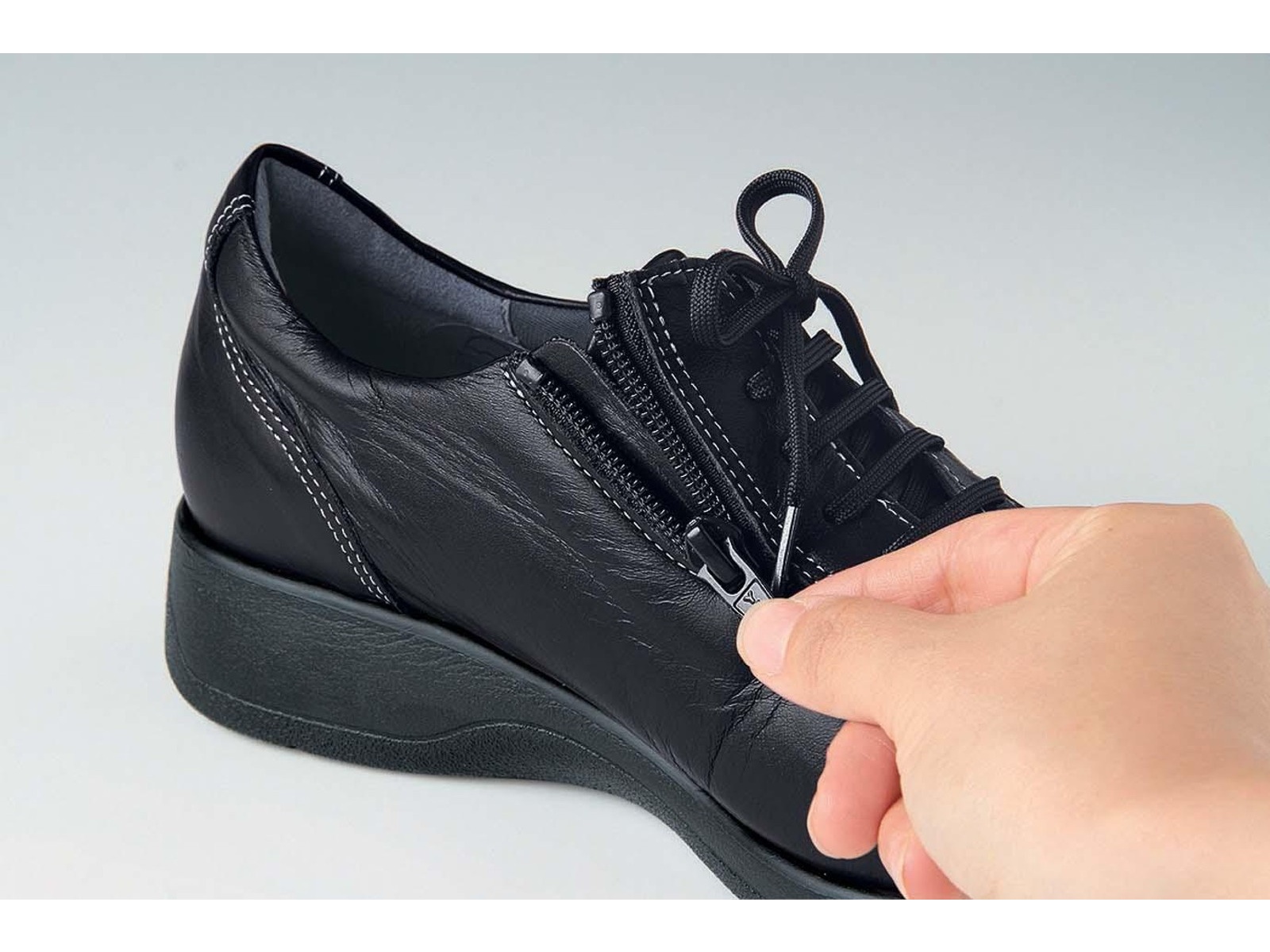 高井さんの靴＞5E牛革軽量コンフォートシューズ 1足 ブラック