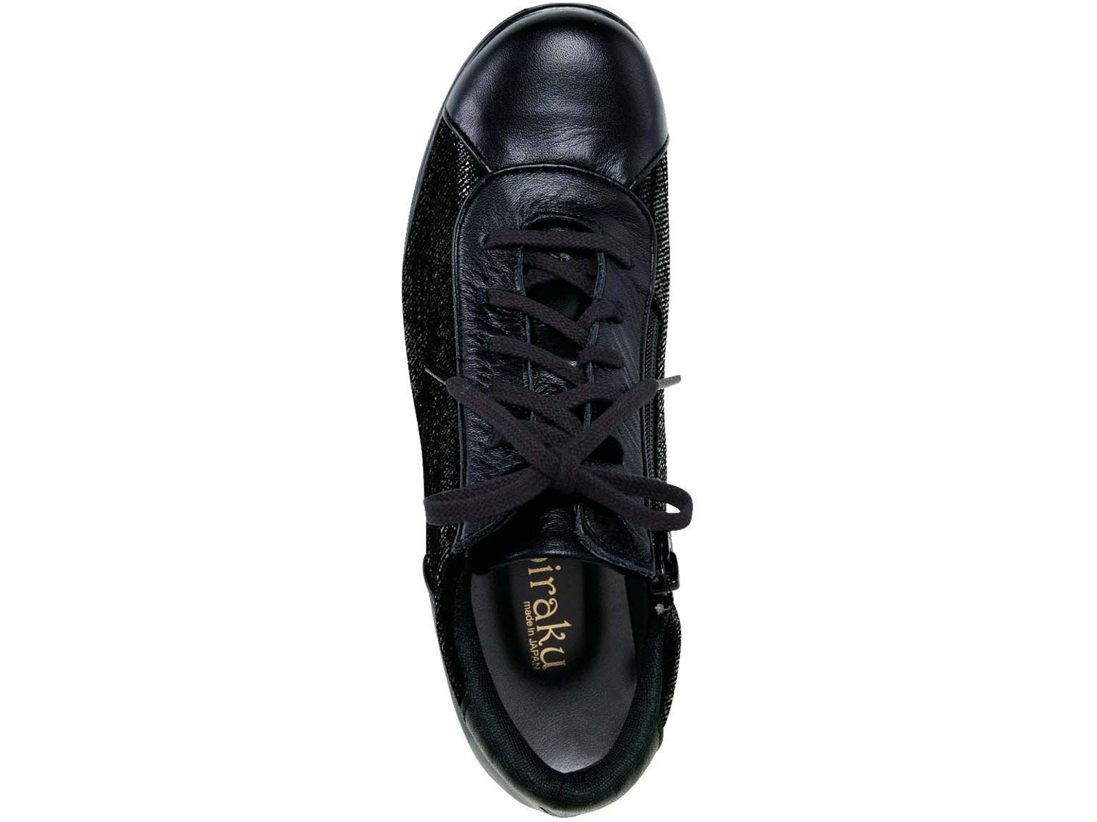 たびらく豚革4Eコンビアンクルスニーカー 1足 ブラック 24．0cm