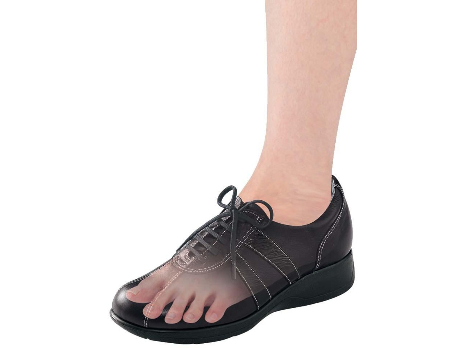 高井さんの靴＞5E牛革軽量コンフォートシューズ 1足 ブラック 23