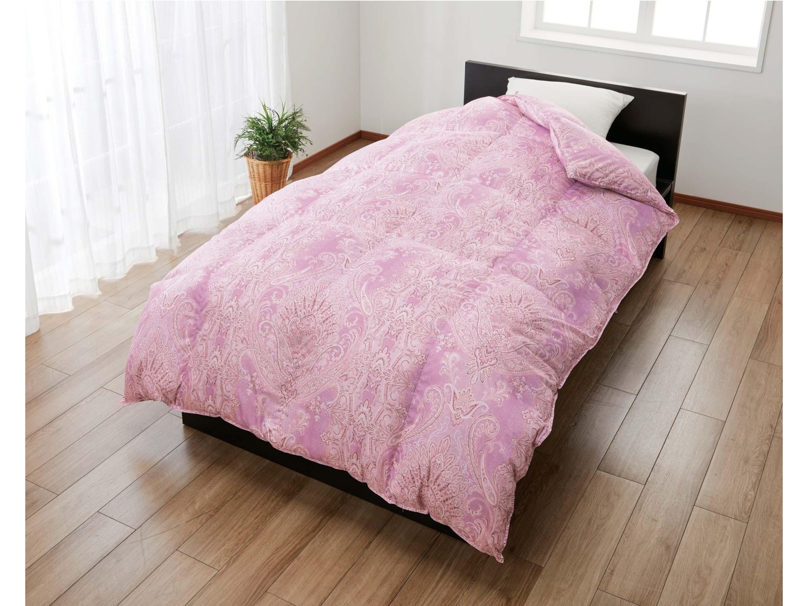 ホワイトダックダウン80％羽毛掛ふとん 2枚組 柄おまかせ ピンク系