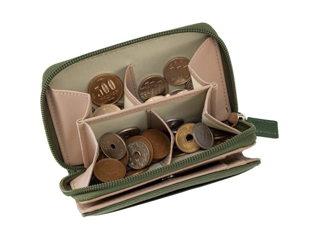 わけあり牛革コイン分け二つ折り財布 1コ オリーブ| コープ