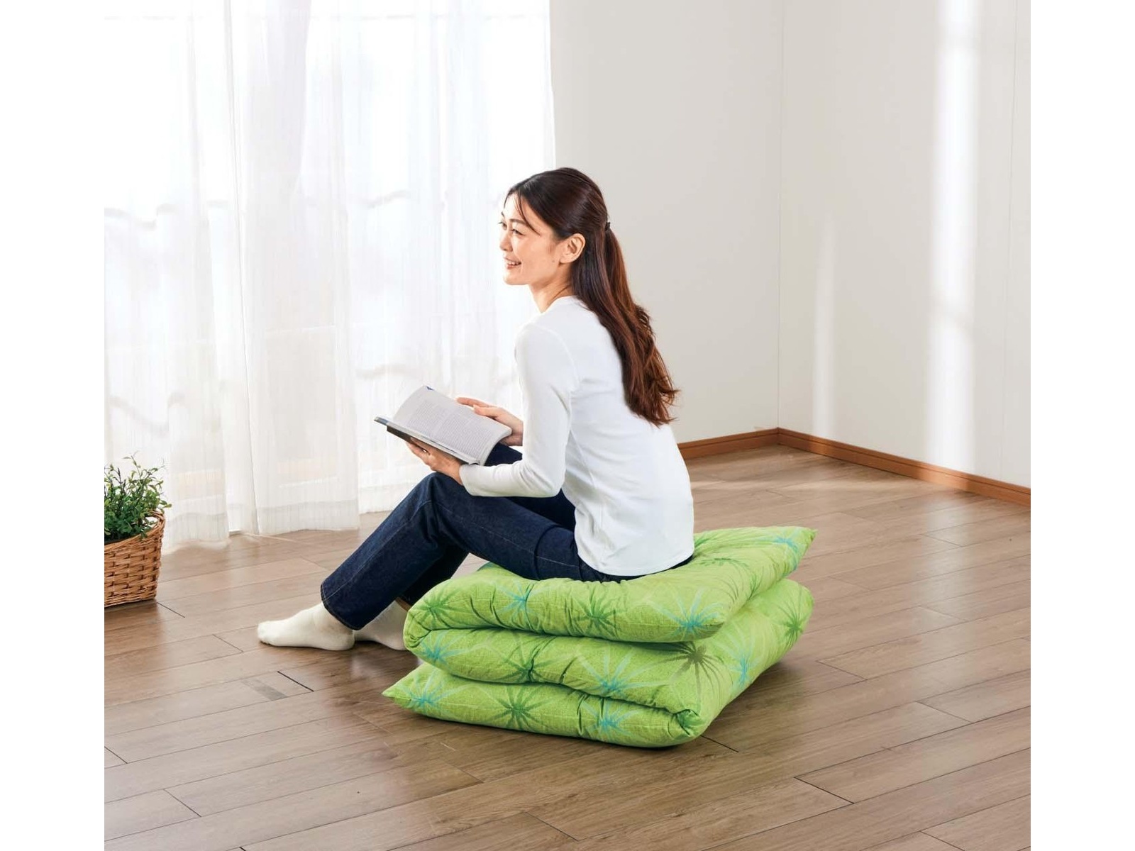 むっちゃ長い長座布団 1枚 グリーン| コープこうべネット