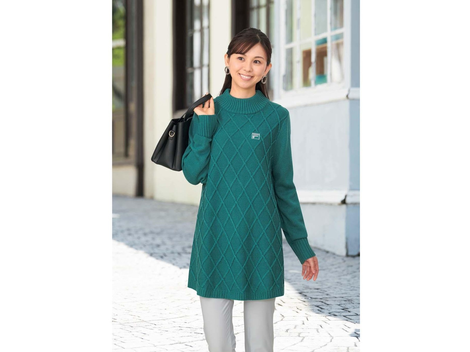 セーター レディース ニット 秋冬 フィラ ダイヤ柄ニットチュニック 2