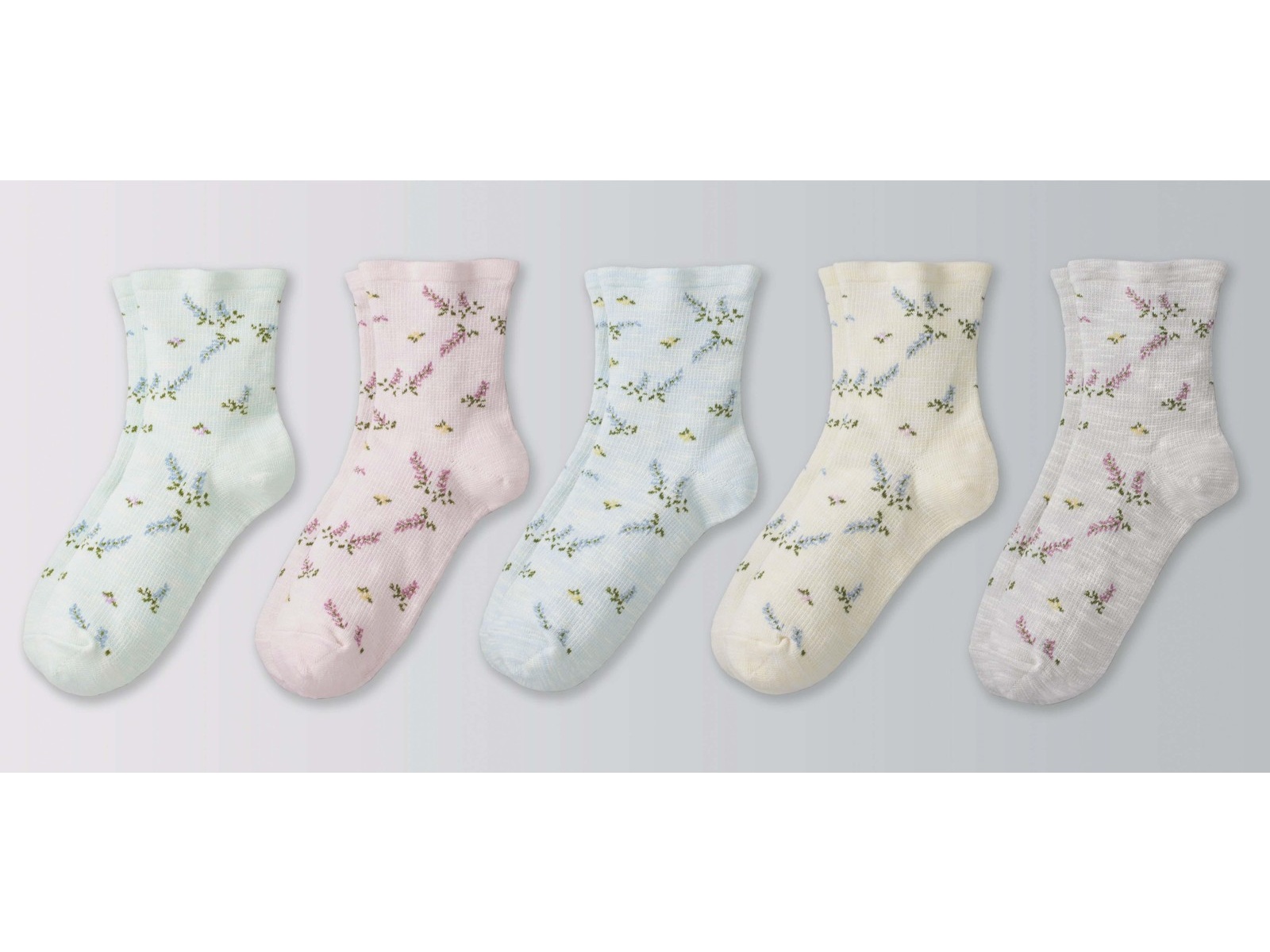 コットンスラブゴムなし花柄ソックス 5色組 22～25cm| コープこうべネット