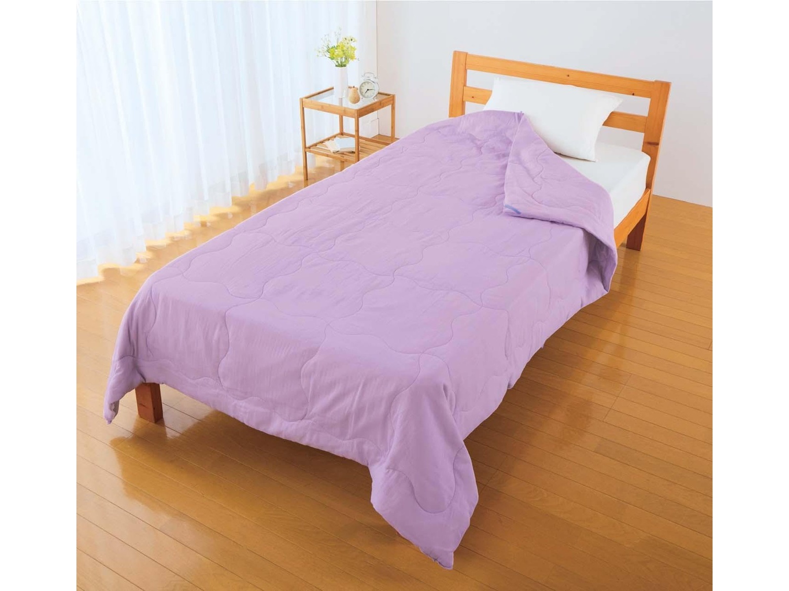 真綿ふとん増量二重ガーゼカバーセット シングル パープル 真綿ふとん