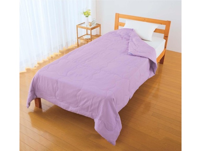真綿ふとん シングル　パープル　二重ガーゼカバー付 和晒し二重ガーゼ真綿ふとん 1枚 パープル シングルロング