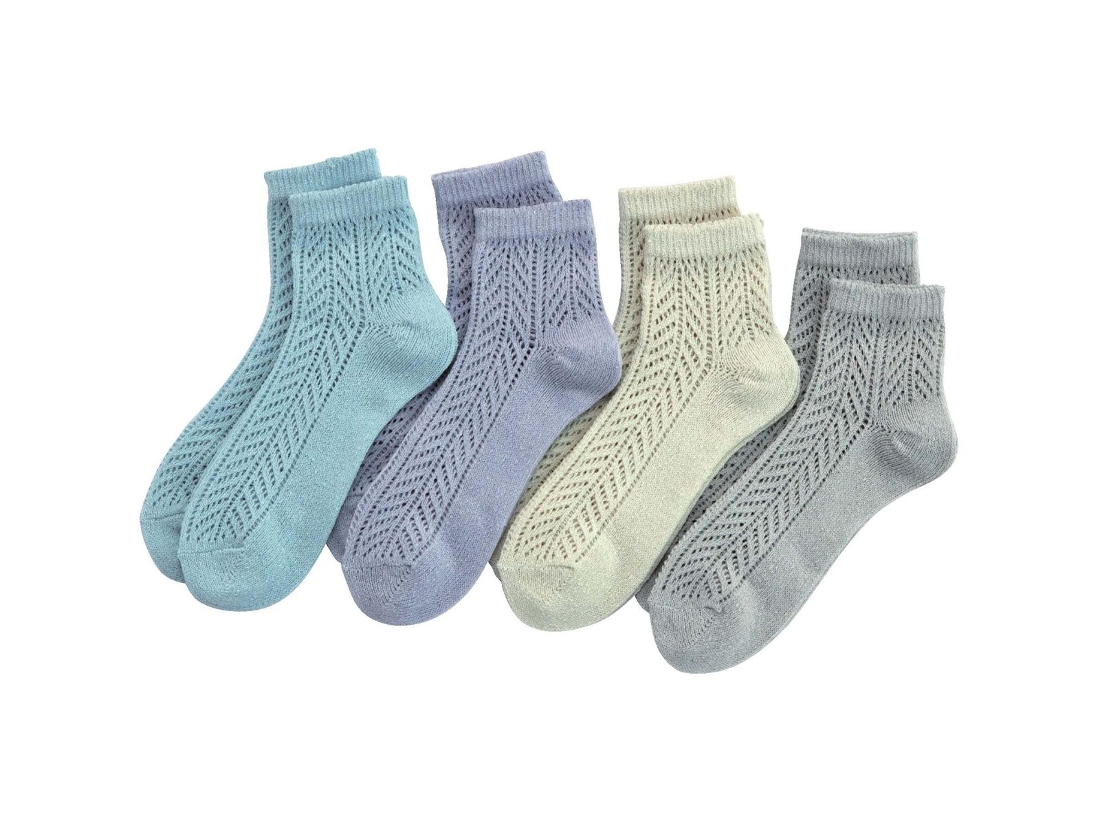 シルクルミーソックス 4色組 ミント：パープル：オフホワイト