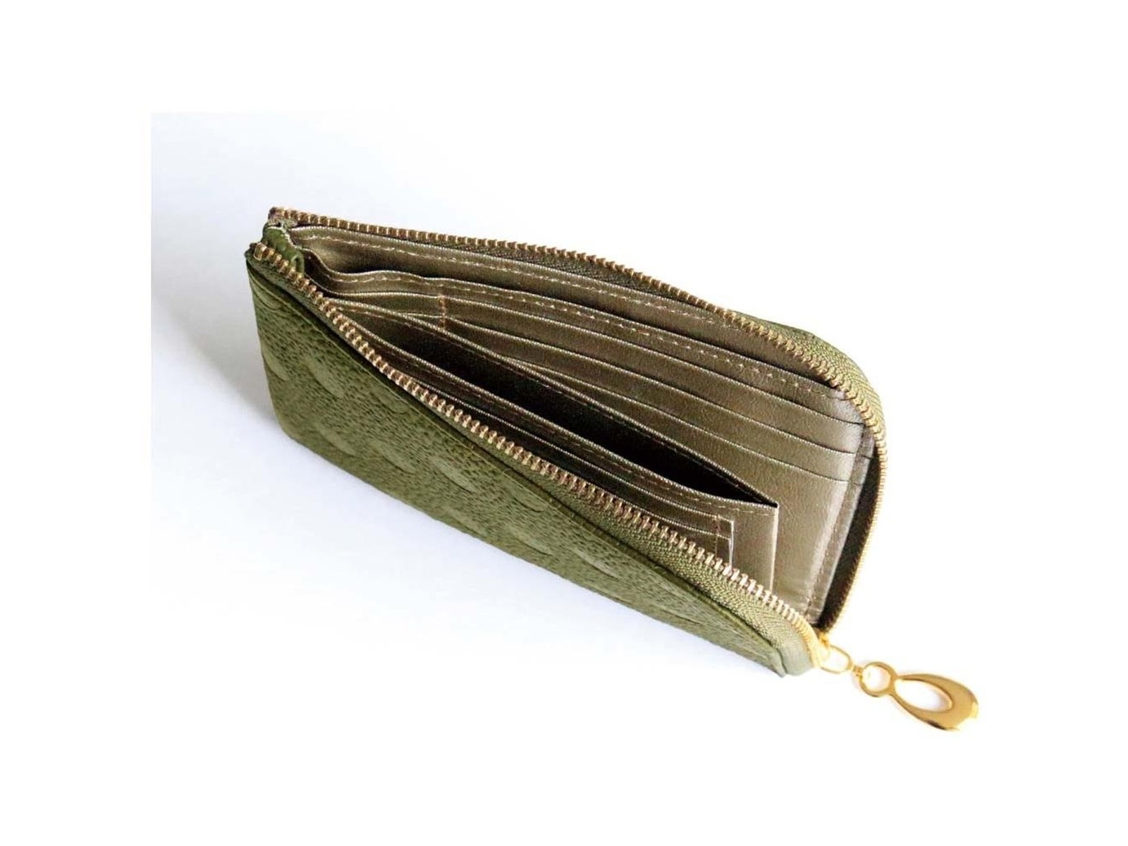 姫路レザー牛革L字ファスナーミニ財布 1コ グリーン | WEB限定