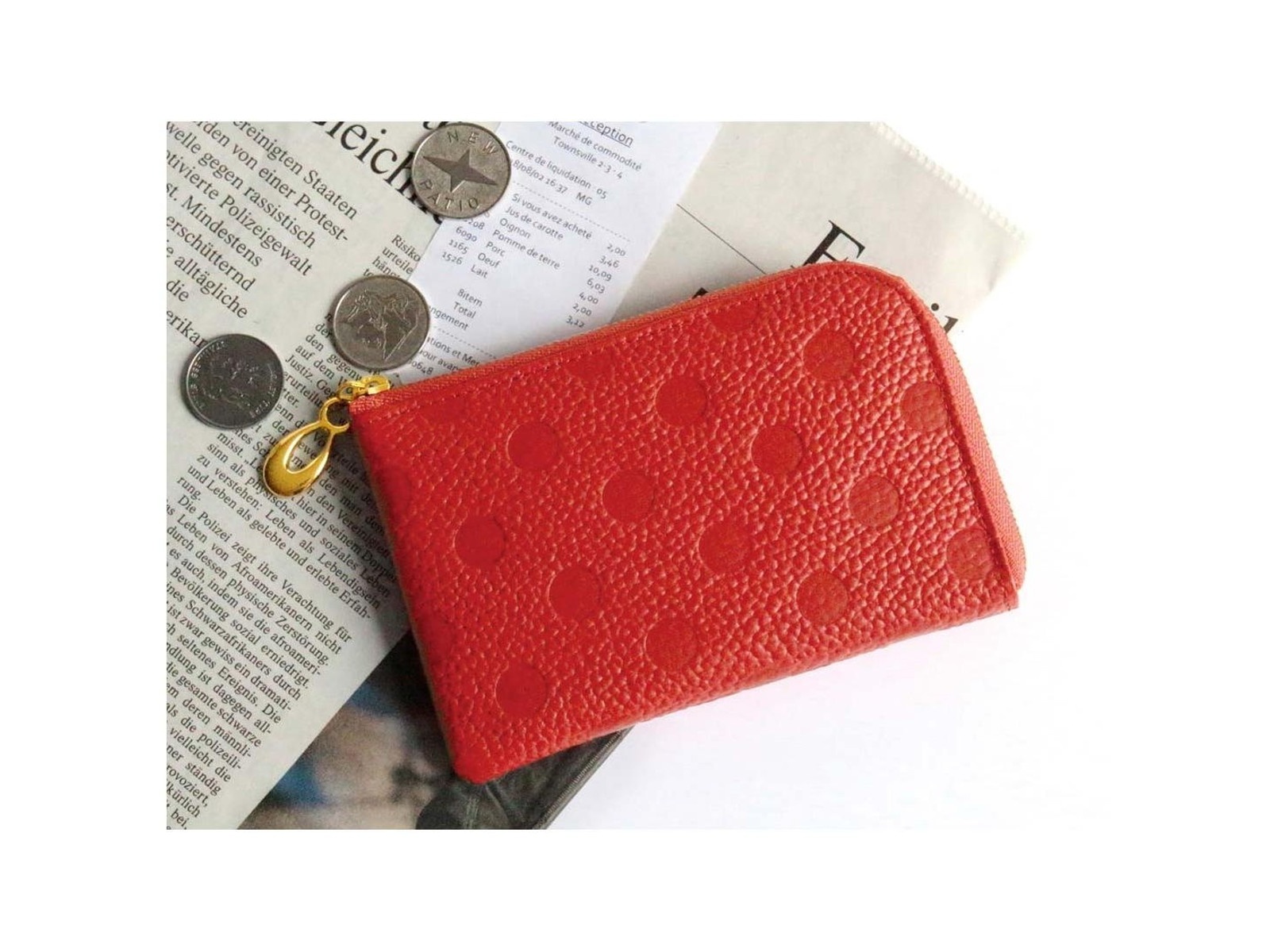 姫路レザー牛革L字ファスナーミニ財布 1コ レッド | WEB限定