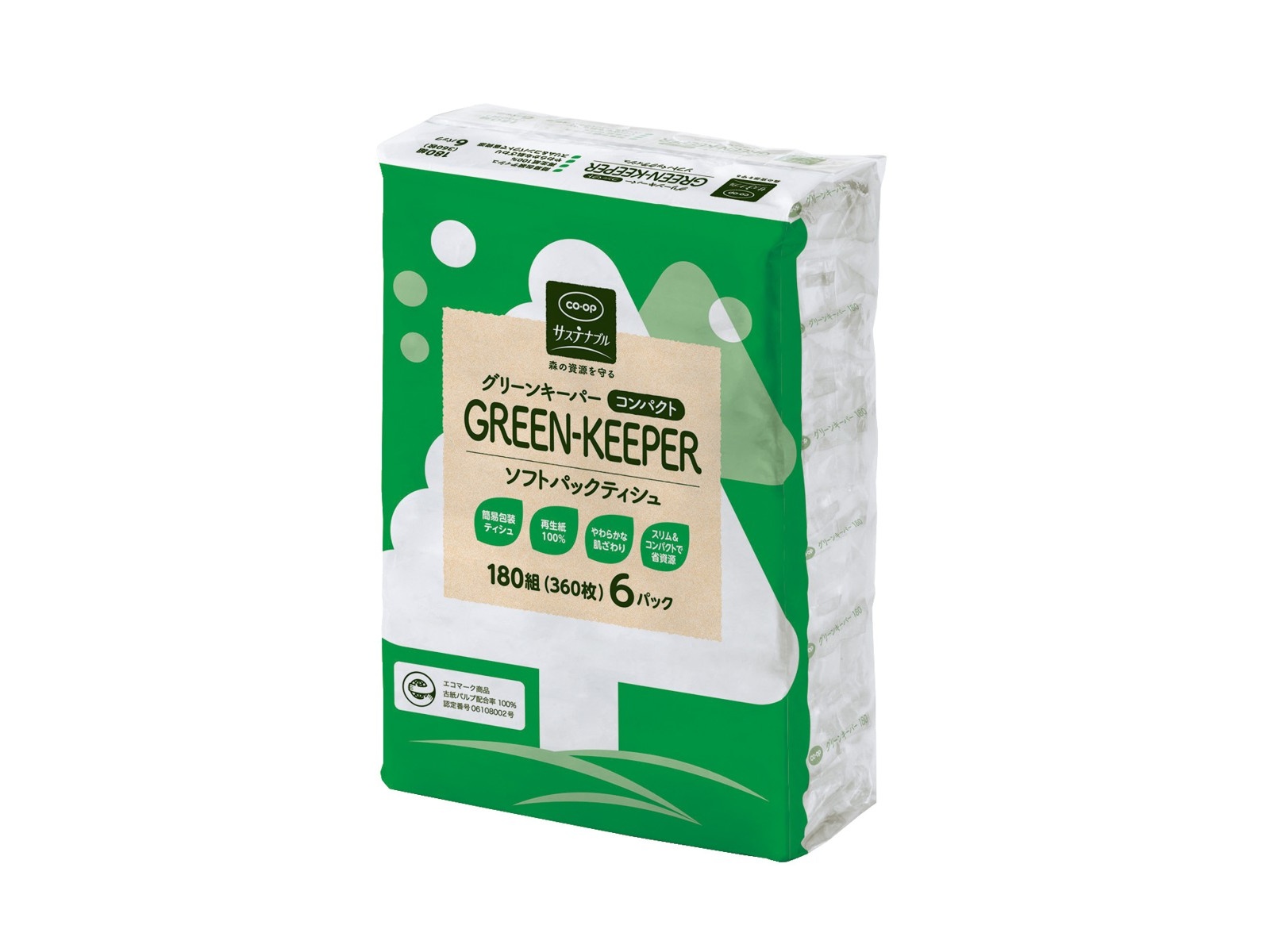 CO・OP グリーンキーパーコンパクトティシュ （360枚・180組）×6コ組