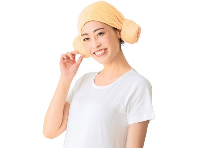 吸水速乾ふんわりヘアータオル 2色組 ラベンダー、オレンジ 約34