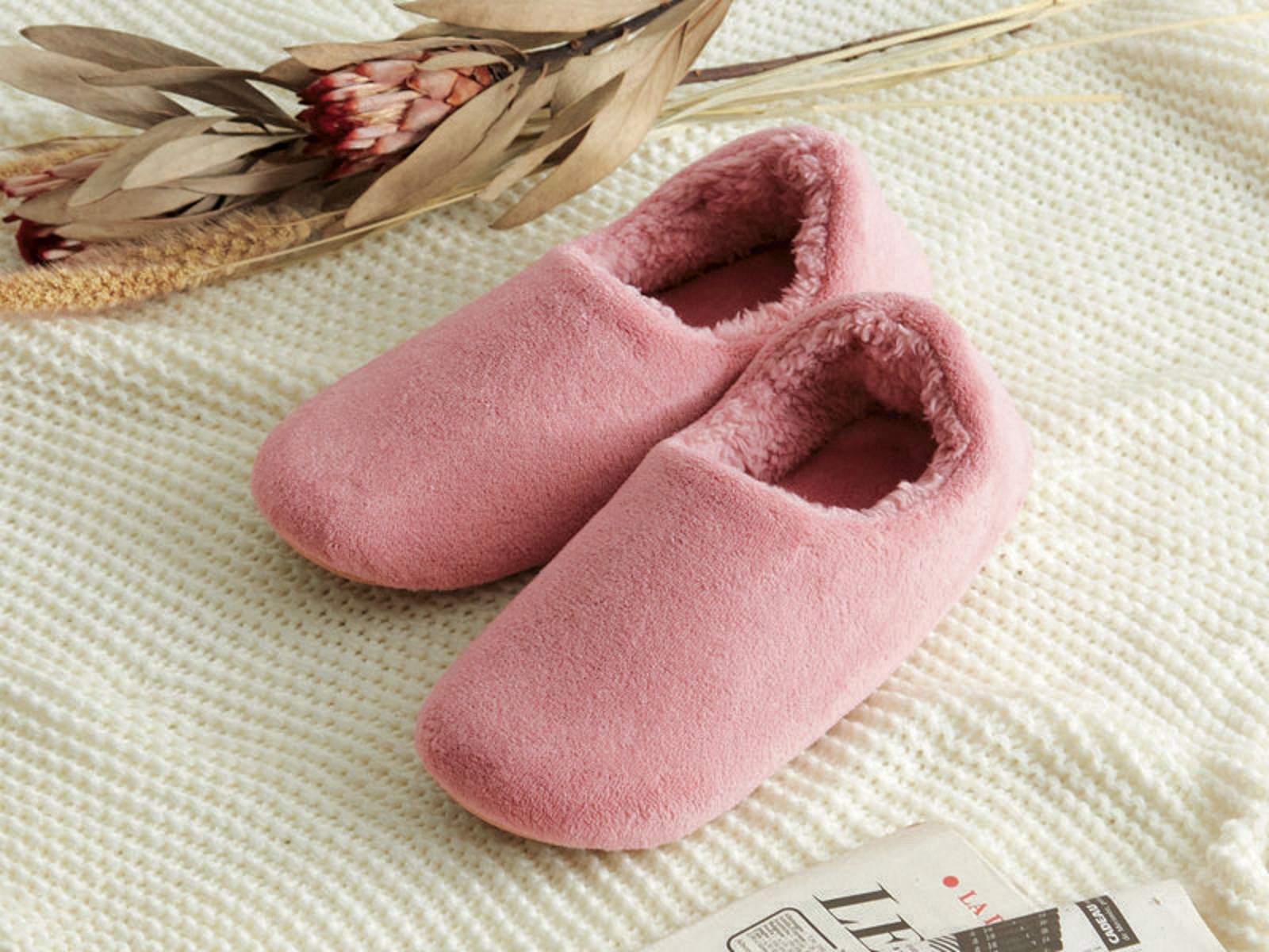 洗えるぽかぽかフリーススリッパ 1足 ピンク M| コープこうべネット