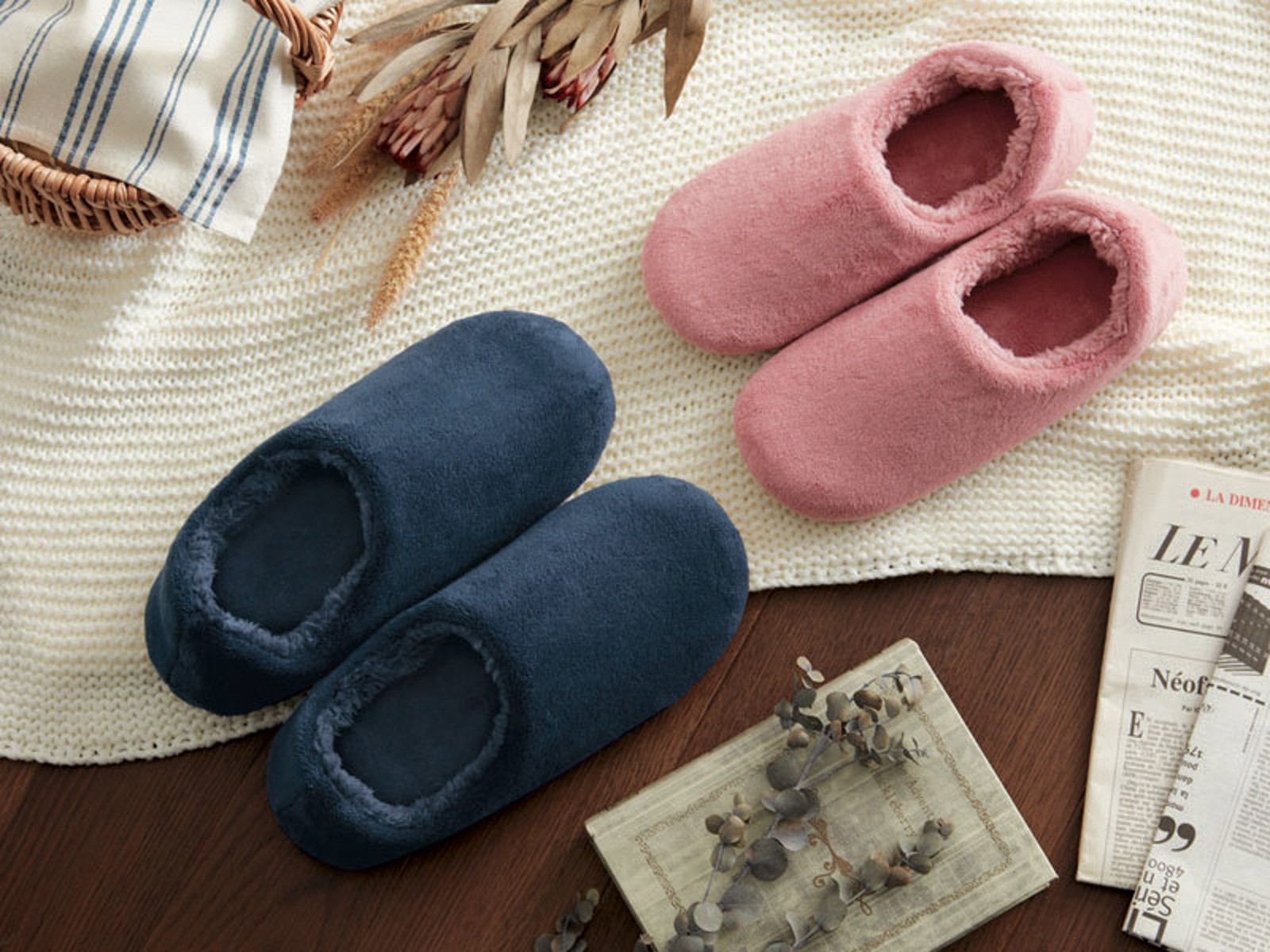 洗えるぽかぽかフリーススリッパ 1足 ピンク M| コープこうべネット