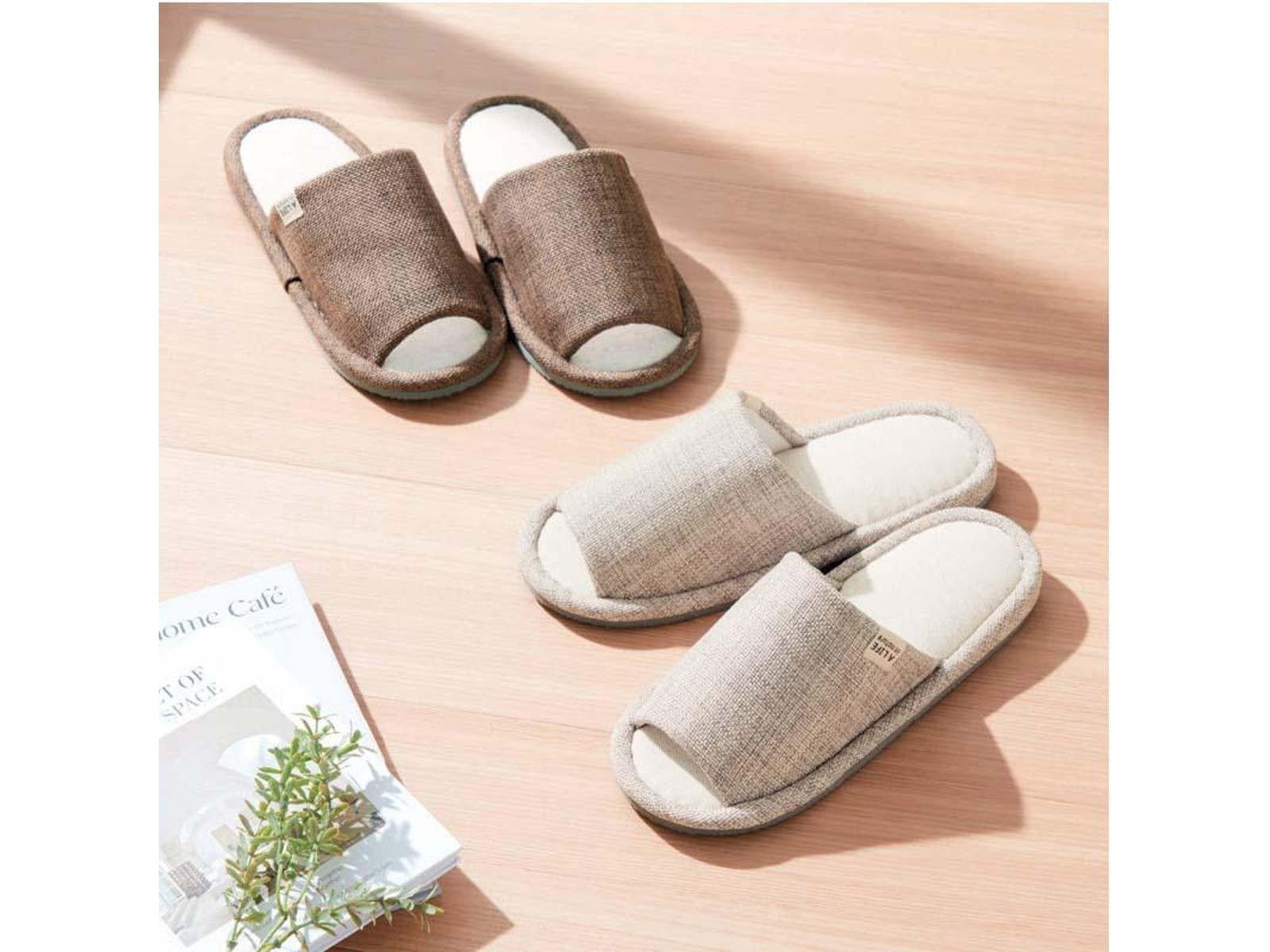 洗える麻混スリッパ ナチュラル 1足 ブラウン M| コープこうべネット
