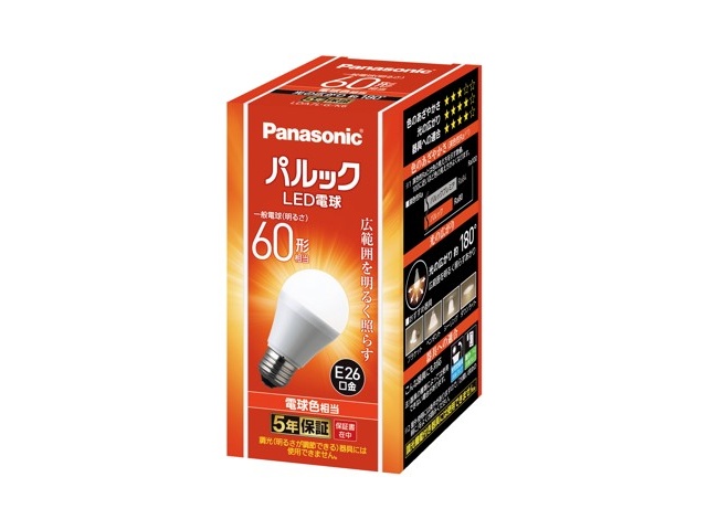 パナソニック パルックLED電球60形広配光 電球色 LDA7LGK6