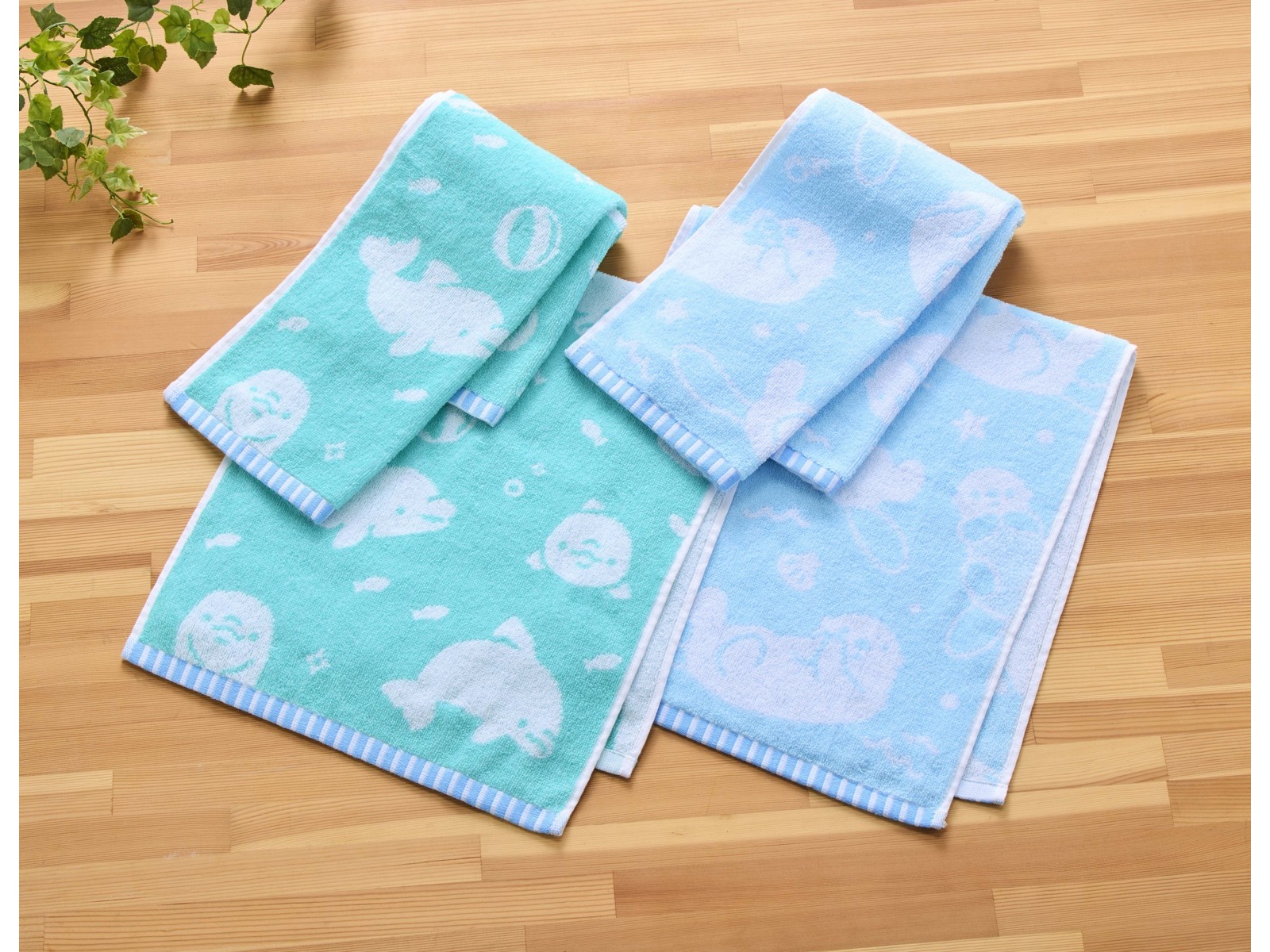 こぶたさま専用 フェイスタオル サマーフレンズ 2柄4枚組 イルカ・ラッコ | WEB限定