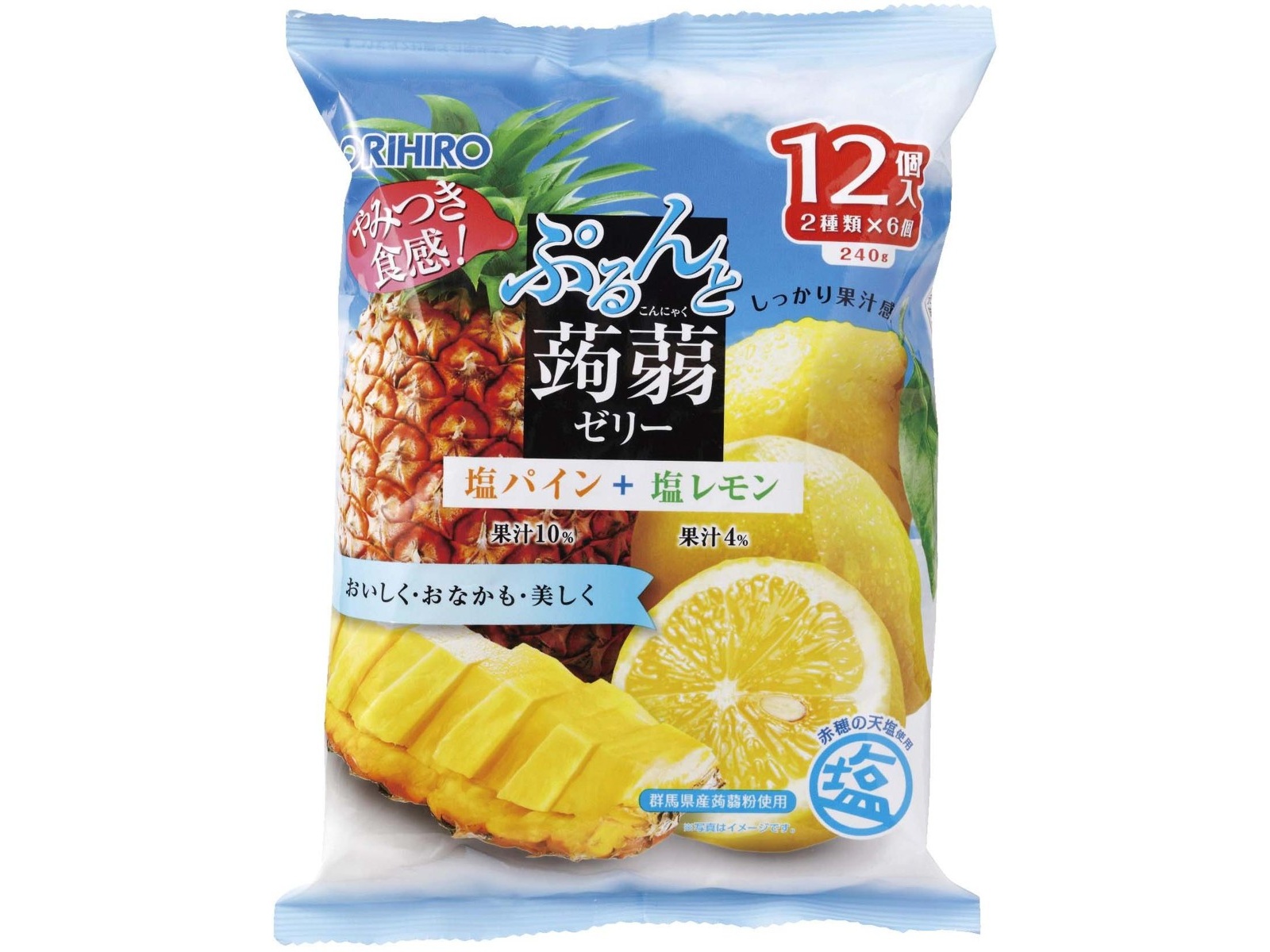 オリヒロ ぷるんと蒟蒻ゼリー 塩パイン+塩レモン 20g×12コ