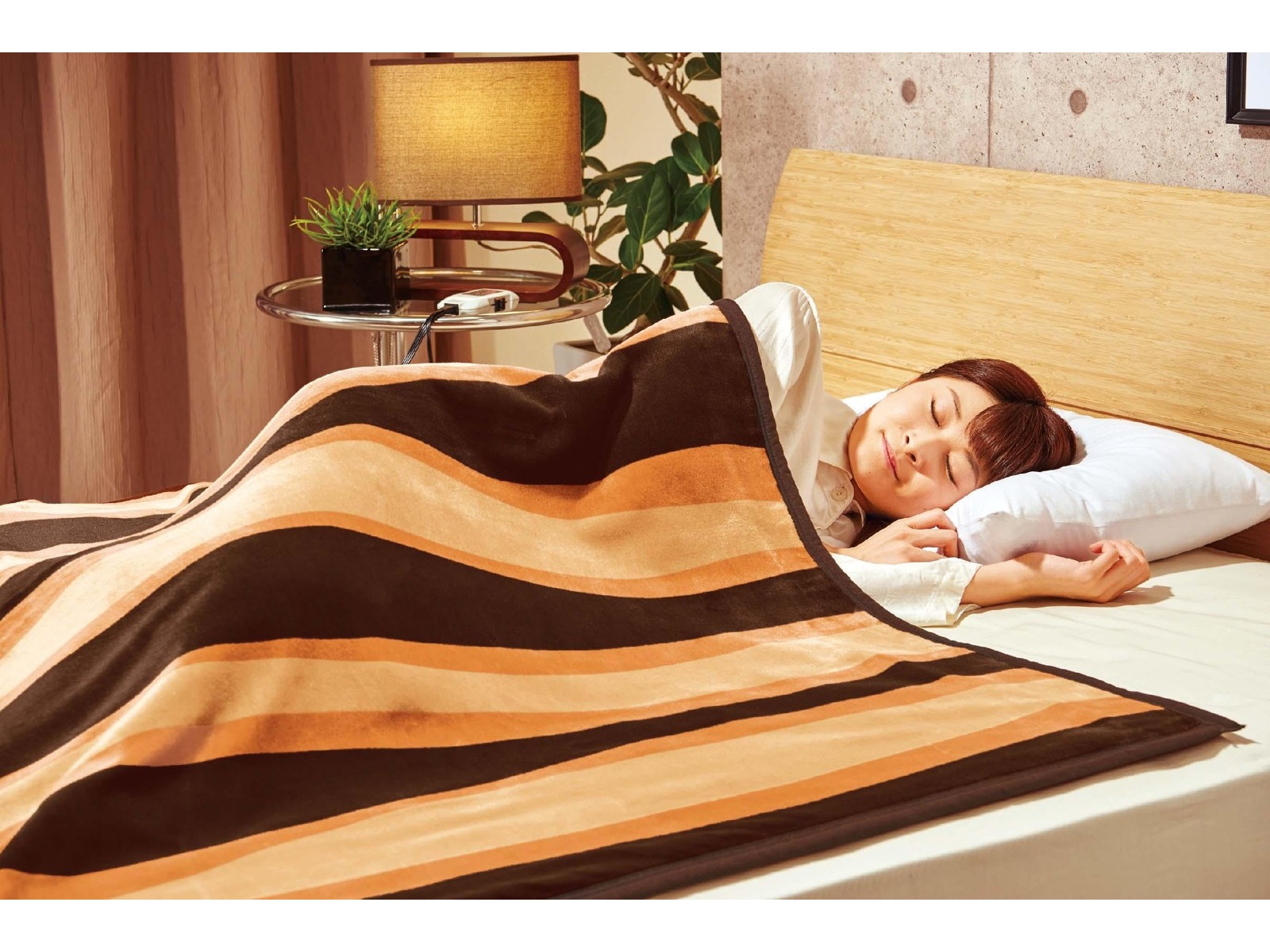 椙山紡織 プレミアムボア電気掛敷毛布ワイド SB20KW06-BR 1台 ブラウン