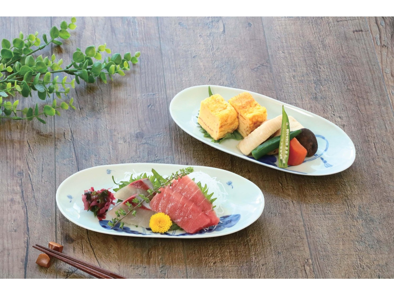 藍青（らんせい）菊割銀小花プレート185（18.5cm）波佐見焼 【林