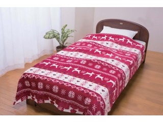 ニッケ コットンパイルキルトケット 1枚 ブルー シングル