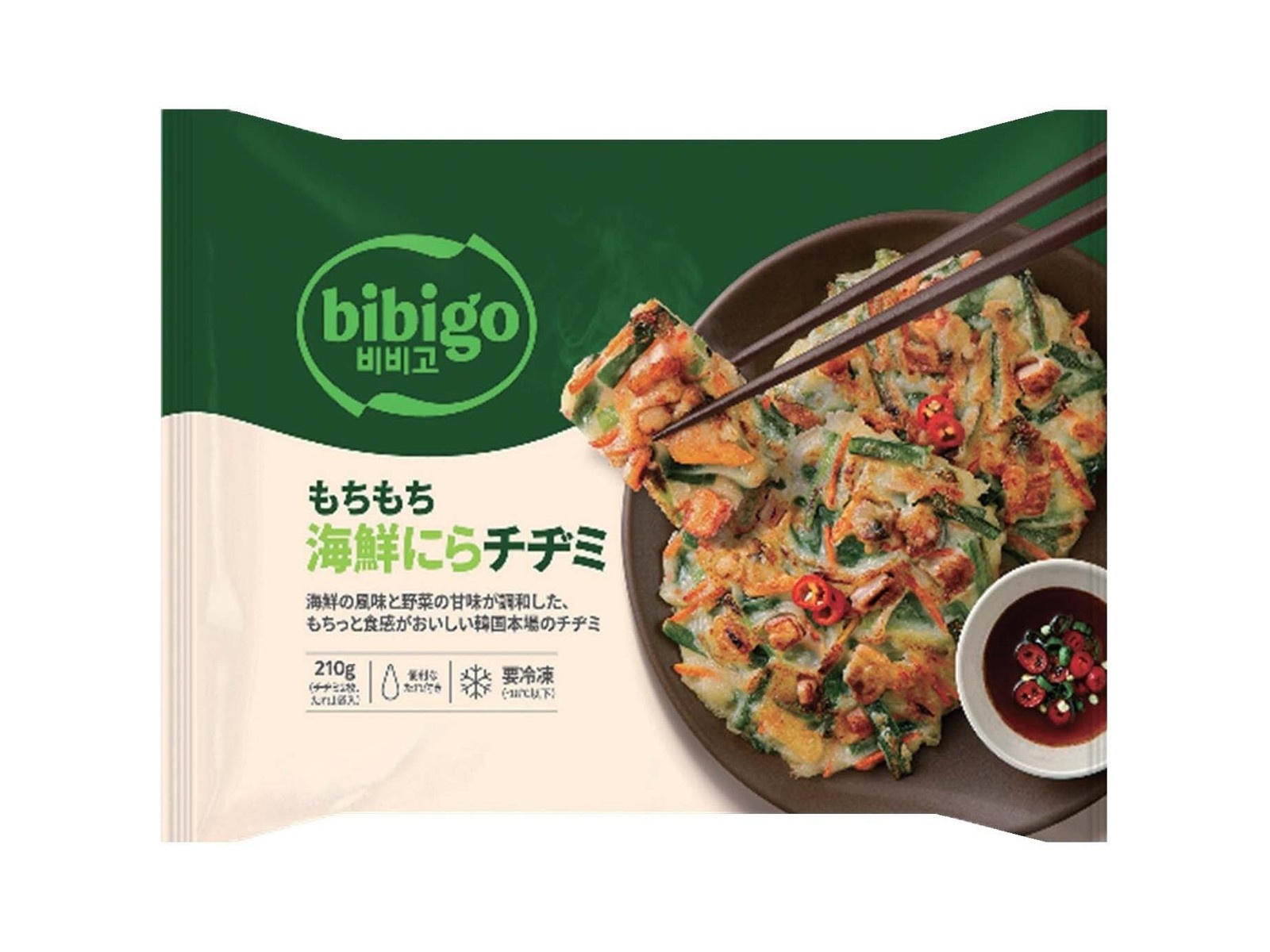 bibigo もちもち海鮮にらチヂミ 2枚入（210g、たれ付き）| コープ
