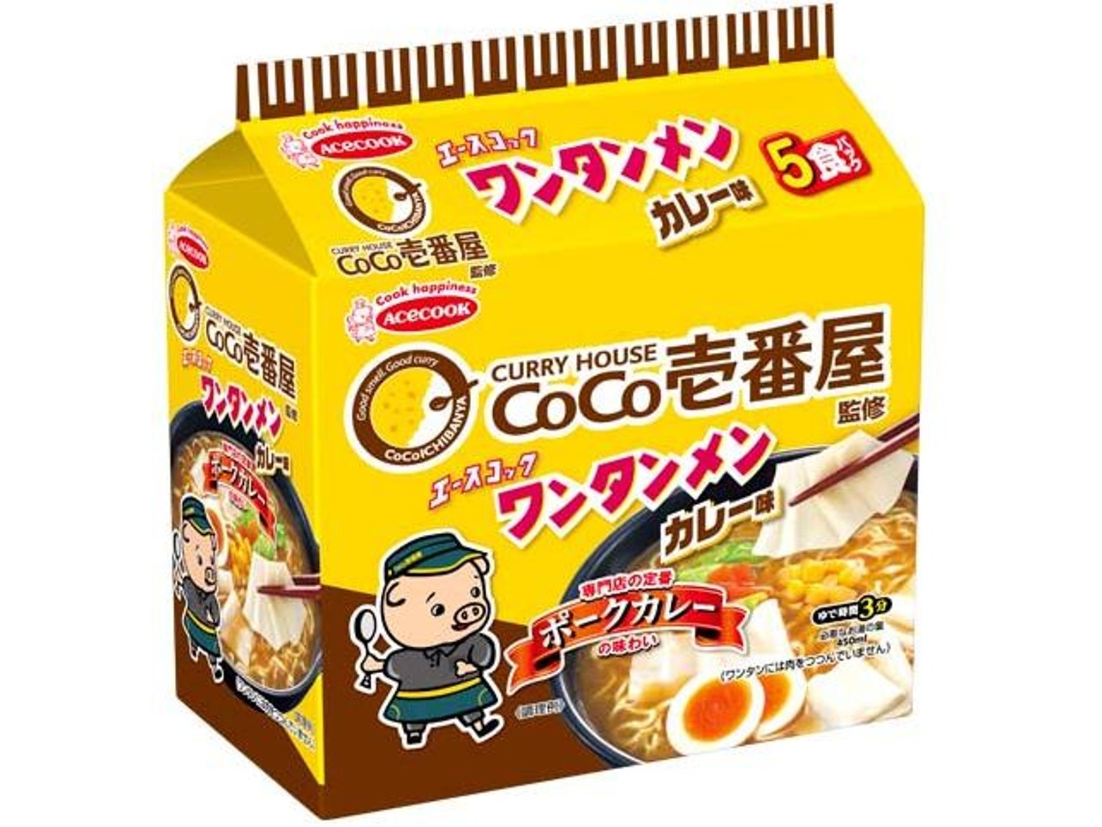 エースコック ワンタンメン CoCo壱番屋監修 カレー味 5食入