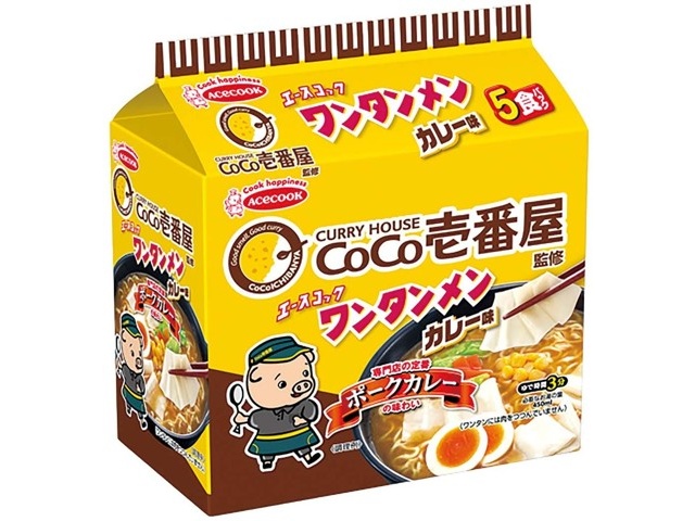 エースコック ワンタンメン CoCo壱番屋監修 カレー味 5食入