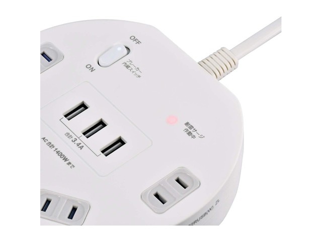 ELPA 耐雷丸型集中スイッチ付タップ WLS-LS402RUSBW 1コ| コープ