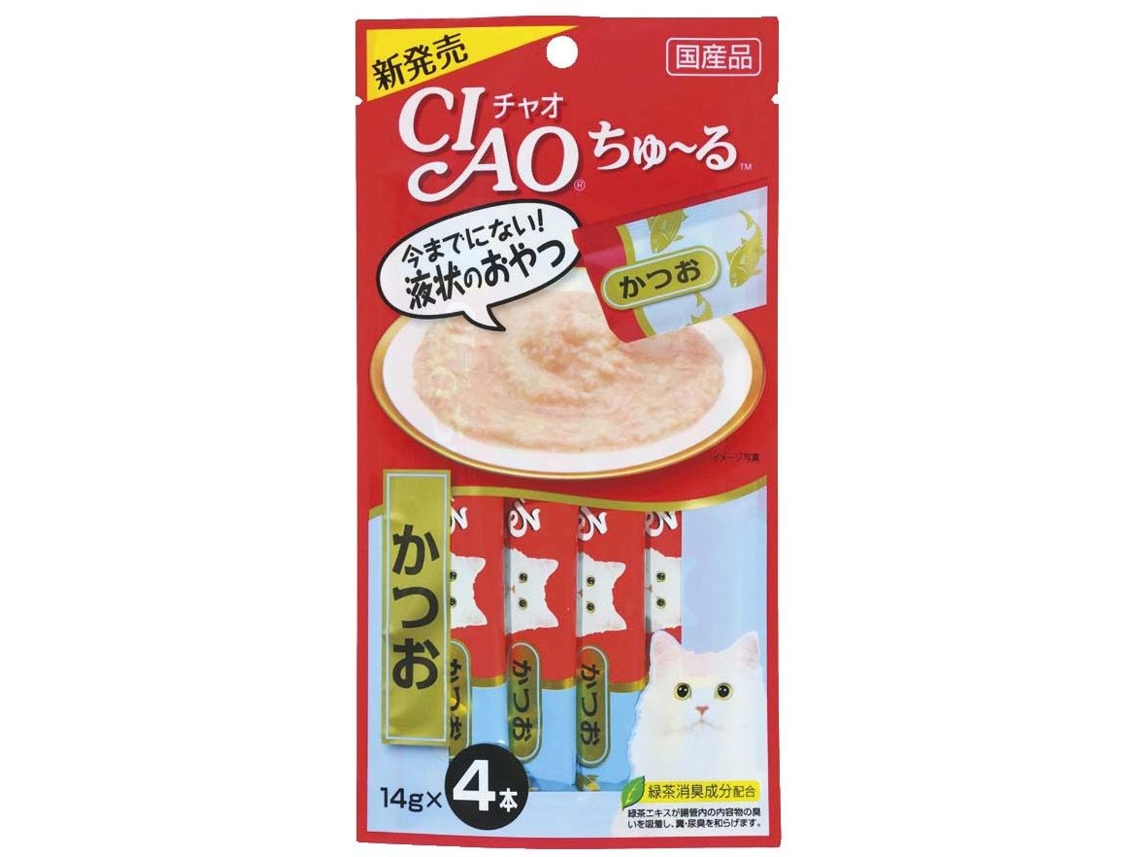送料込み。トイプードルレッドちゃん。ちょうだいポーズ♡直立。 いなばペットフード チャオ ちゅ～る かつお 14g×4本| コープ