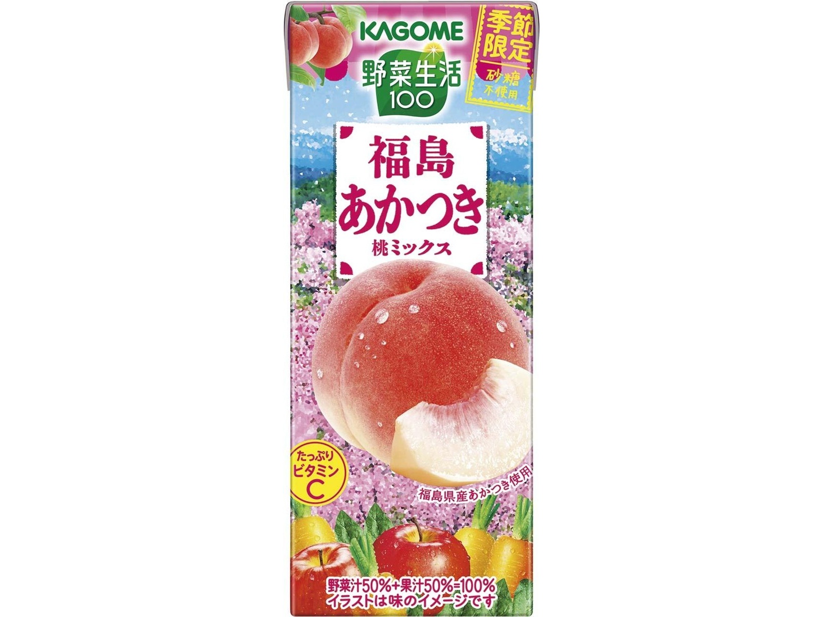 カゴメ 野菜生活100福島あかつき桃ミックス 195ml×12本組| コープ