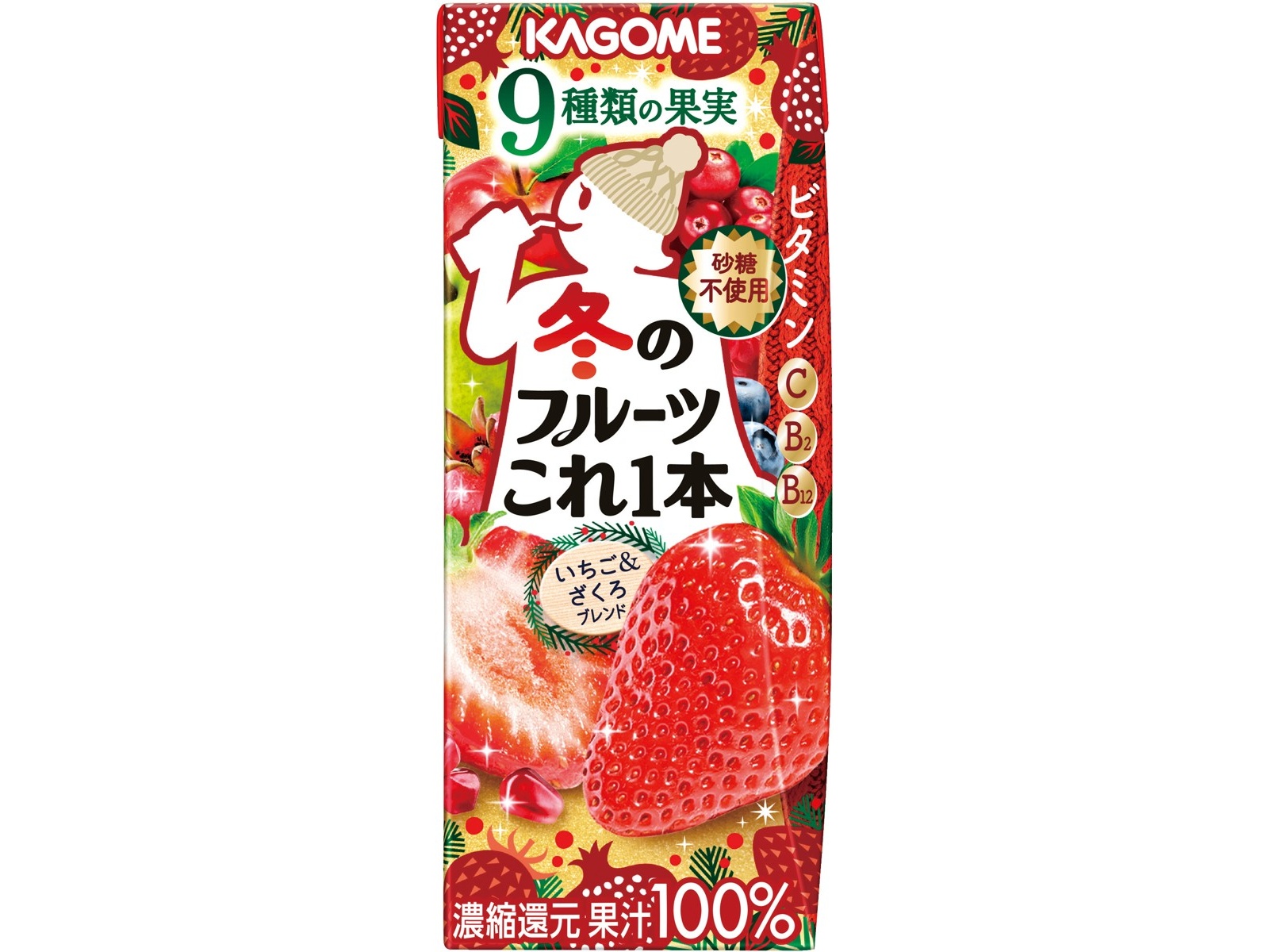 カゴメ 冬のフルーツこれ一本 いちご＆ざくろブレンド 200ml×12本組