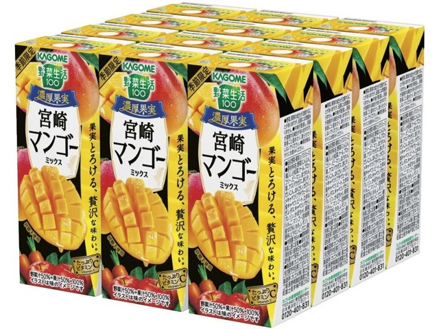 若者に人気のブランド 野菜生活 カゴメ 濃厚果実 195ml×12本組 宮崎マンゴーミックス 果物