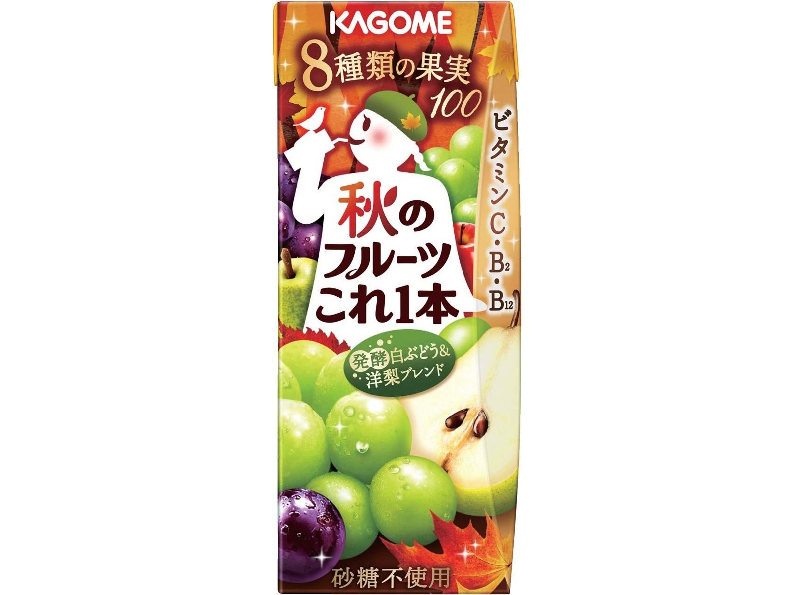 カゴメ 秋のフルーツこれ一本 発酵白ぶどう＆洋梨ブレンド 200ml×12本