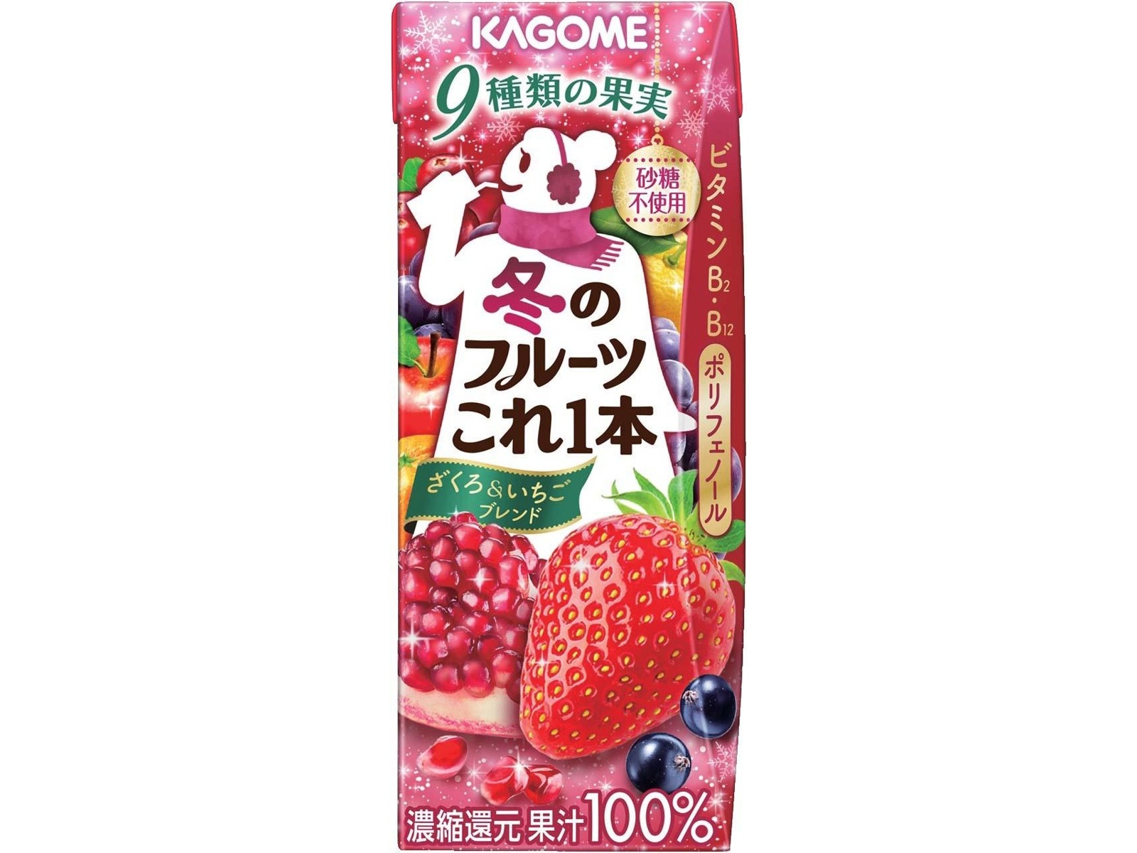 カゴメ 冬のフルーツこれ一本 ざくろ＆いちごブレンド 200ml×12