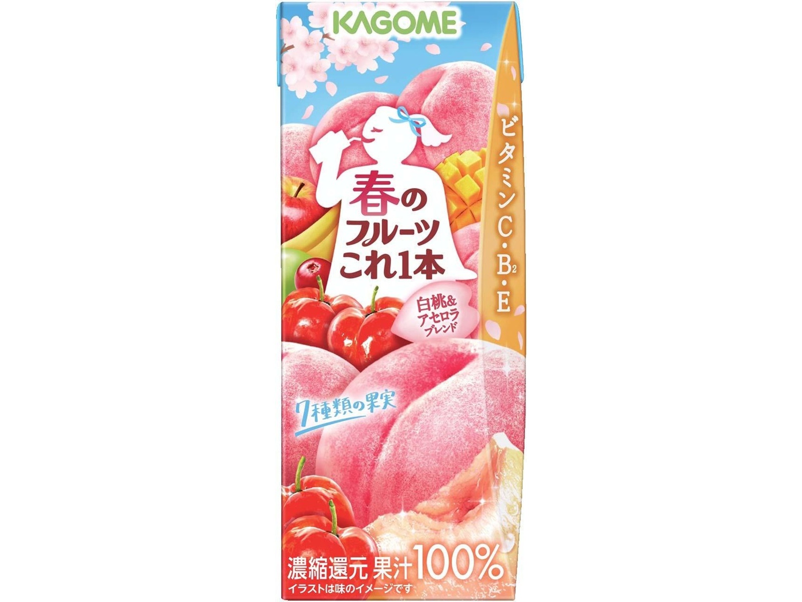 カゴメ 春のフルーツこれ一本白桃＆アセロラブレンド 200ml×12本組