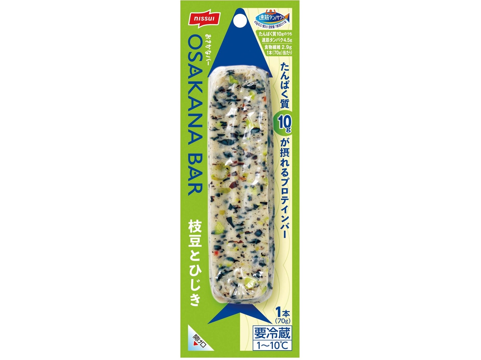 ニッスイ 速筋タンパクおさかなバー 枝豆とひじき 70g| コープ