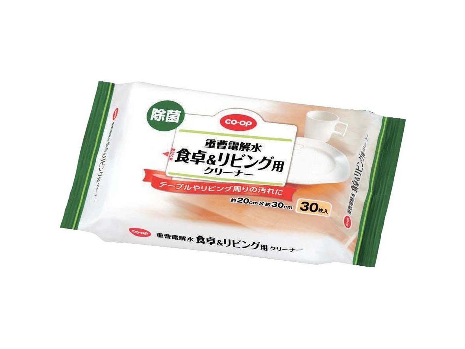 CO・OP 重曹電解水食卓＆リビング用クリーナー 30枚入×2コ組| コープ