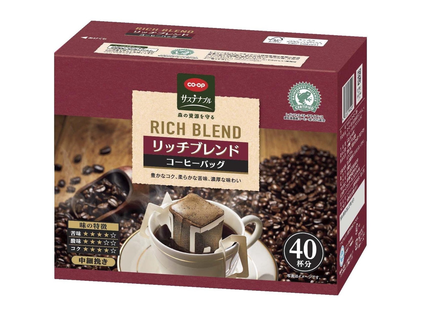 CO・OP コーヒーバッグ リッチブレンド 1箱（8g×40袋入