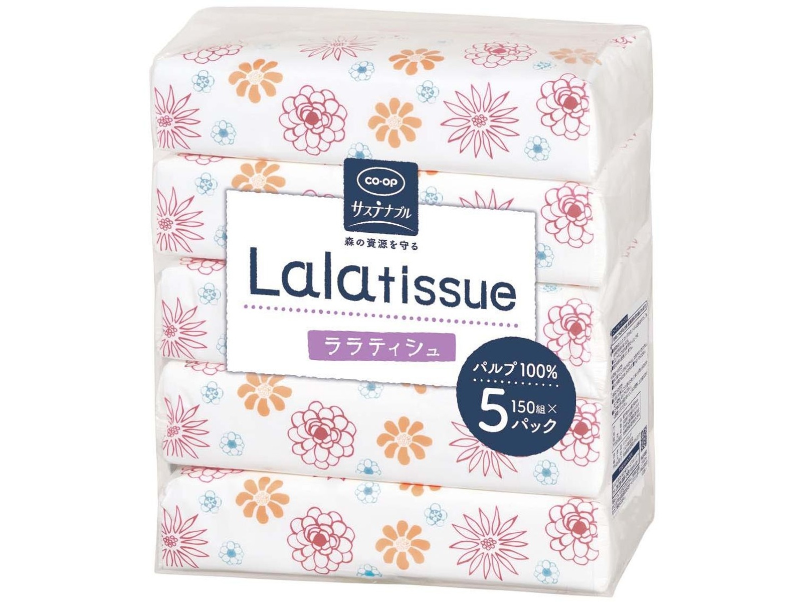 LALAさま CO・OP Lala(ララ)ティシュ （300枚・150組）×5コ組| コープ