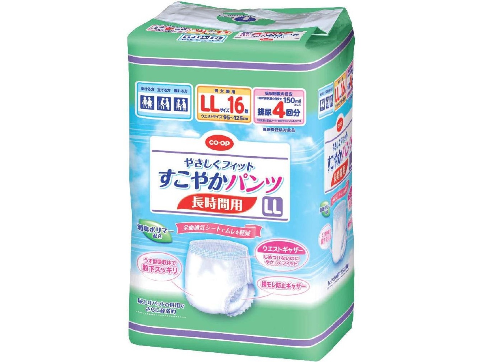 CO・OP やさしくフィットすこやかパンツ長時間用 LL 16枚入×6コ組